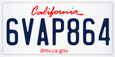CA license plate 6VAP864