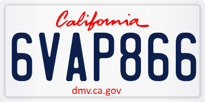 CA license plate 6VAP866