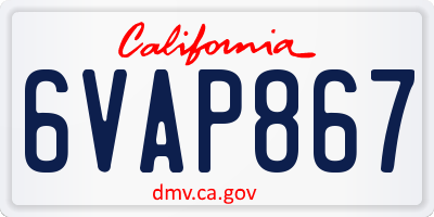 CA license plate 6VAP867