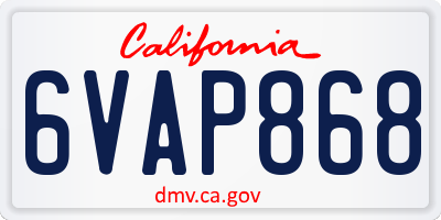 CA license plate 6VAP868