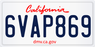 CA license plate 6VAP869
