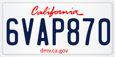 CA license plate 6VAP870