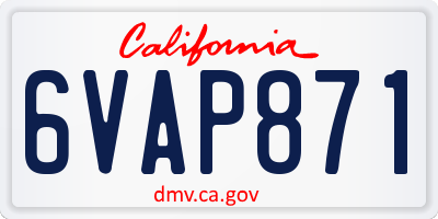 CA license plate 6VAP871