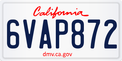 CA license plate 6VAP872