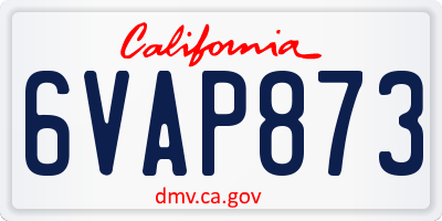 CA license plate 6VAP873