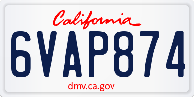 CA license plate 6VAP874