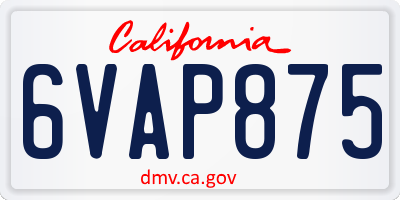 CA license plate 6VAP875