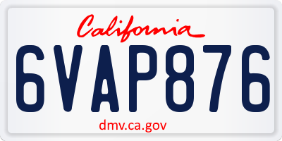 CA license plate 6VAP876