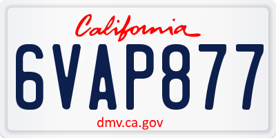 CA license plate 6VAP877