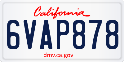 CA license plate 6VAP878
