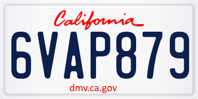 CA license plate 6VAP879