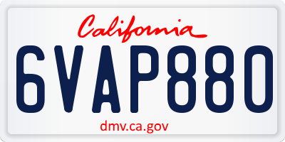 CA license plate 6VAP880