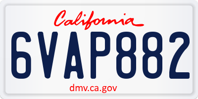 CA license plate 6VAP882