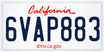 CA license plate 6VAP883