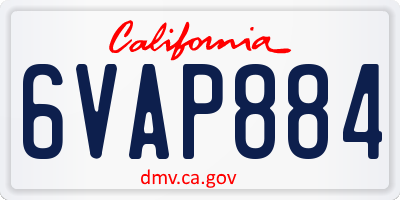 CA license plate 6VAP884