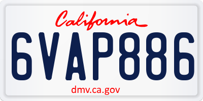 CA license plate 6VAP886