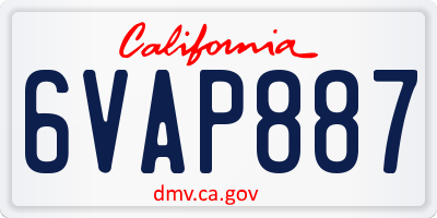 CA license plate 6VAP887