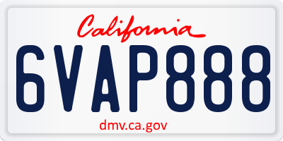 CA license plate 6VAP888
