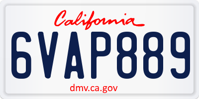 CA license plate 6VAP889