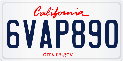CA license plate 6VAP890