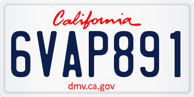 CA license plate 6VAP891