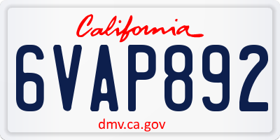 CA license plate 6VAP892