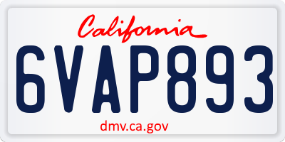 CA license plate 6VAP893
