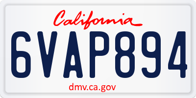 CA license plate 6VAP894