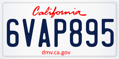 CA license plate 6VAP895
