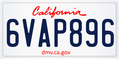 CA license plate 6VAP896