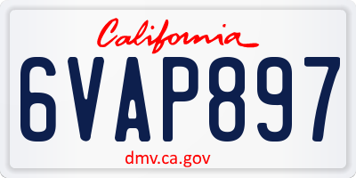 CA license plate 6VAP897