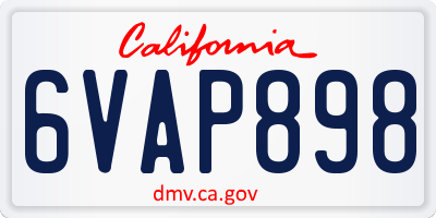 CA license plate 6VAP898
