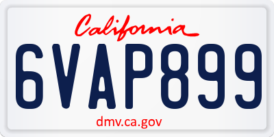 CA license plate 6VAP899