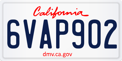 CA license plate 6VAP902