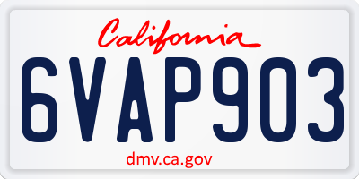 CA license plate 6VAP903