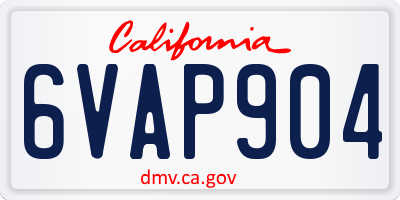 CA license plate 6VAP904