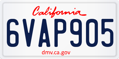 CA license plate 6VAP905