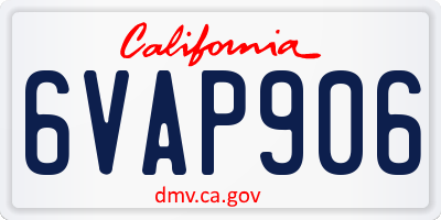 CA license plate 6VAP906