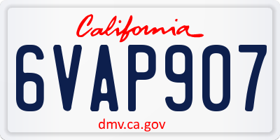 CA license plate 6VAP907
