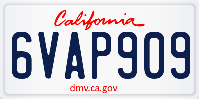 CA license plate 6VAP909