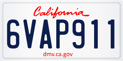 CA license plate 6VAP911