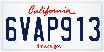 CA license plate 6VAP913