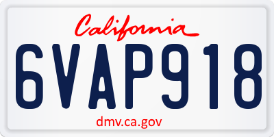 CA license plate 6VAP918