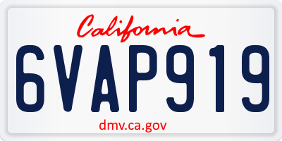 CA license plate 6VAP919