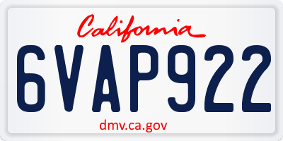 CA license plate 6VAP922