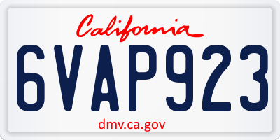 CA license plate 6VAP923