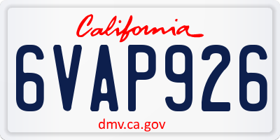 CA license plate 6VAP926