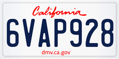 CA license plate 6VAP928