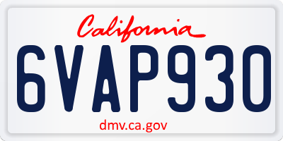 CA license plate 6VAP930