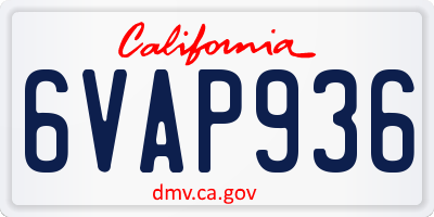 CA license plate 6VAP936